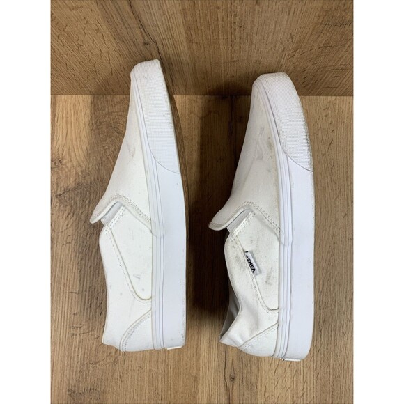 VANS Off The Wall Classic Slip On Skate Loafer Shoes Size 9 White Canvas 721356 - Picture 11 of 16